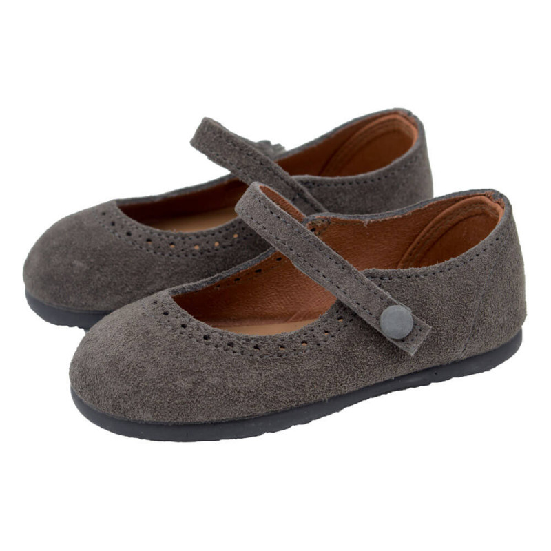 Merceditas serraje blandito velcro. GRIS