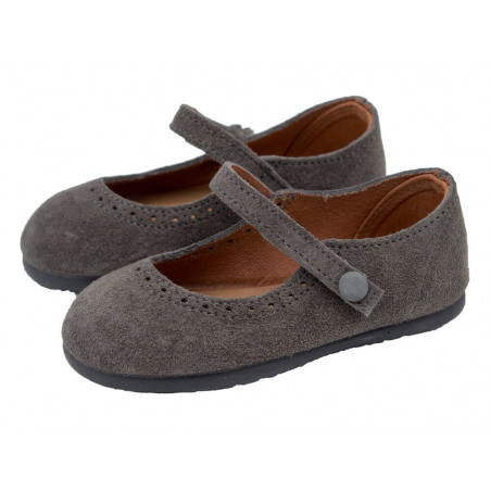 Merceditas serraje blandito velcro. GRIS