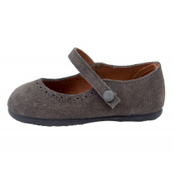 Merceditas serraje blandito velcro. GRIS